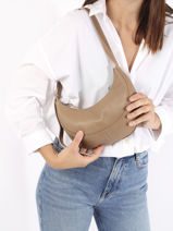 Small Crossbody Bag Sosoomao Leather Etrier Beige sosoomao ECSO057S-vue-porte